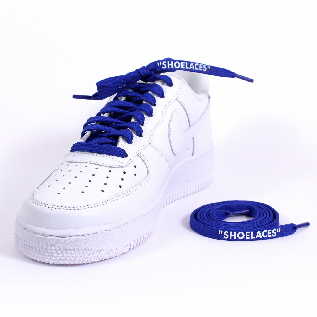 Royal Blue Off-White Style “SHOELACES” for Sneakers – Premium Flat Laces by KNOTTY