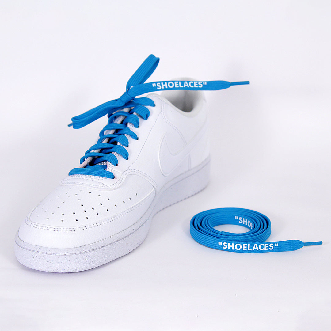 Electric Blue Off-White Style “SHOELACES” for Sneakers – Premium Flat Laces by KNOTTY