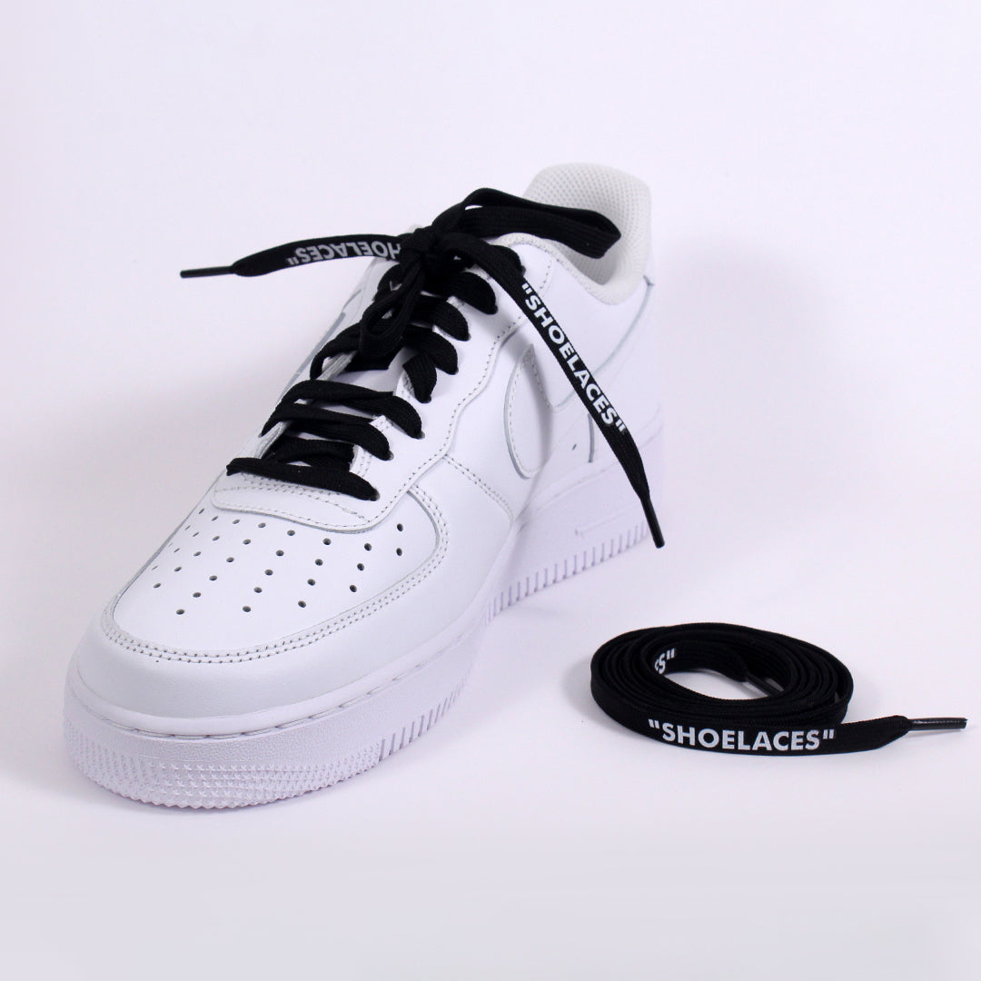 Black Off-White Style “SHOELACES” for Sneakers – Premium Flat Laces by KNOTTY