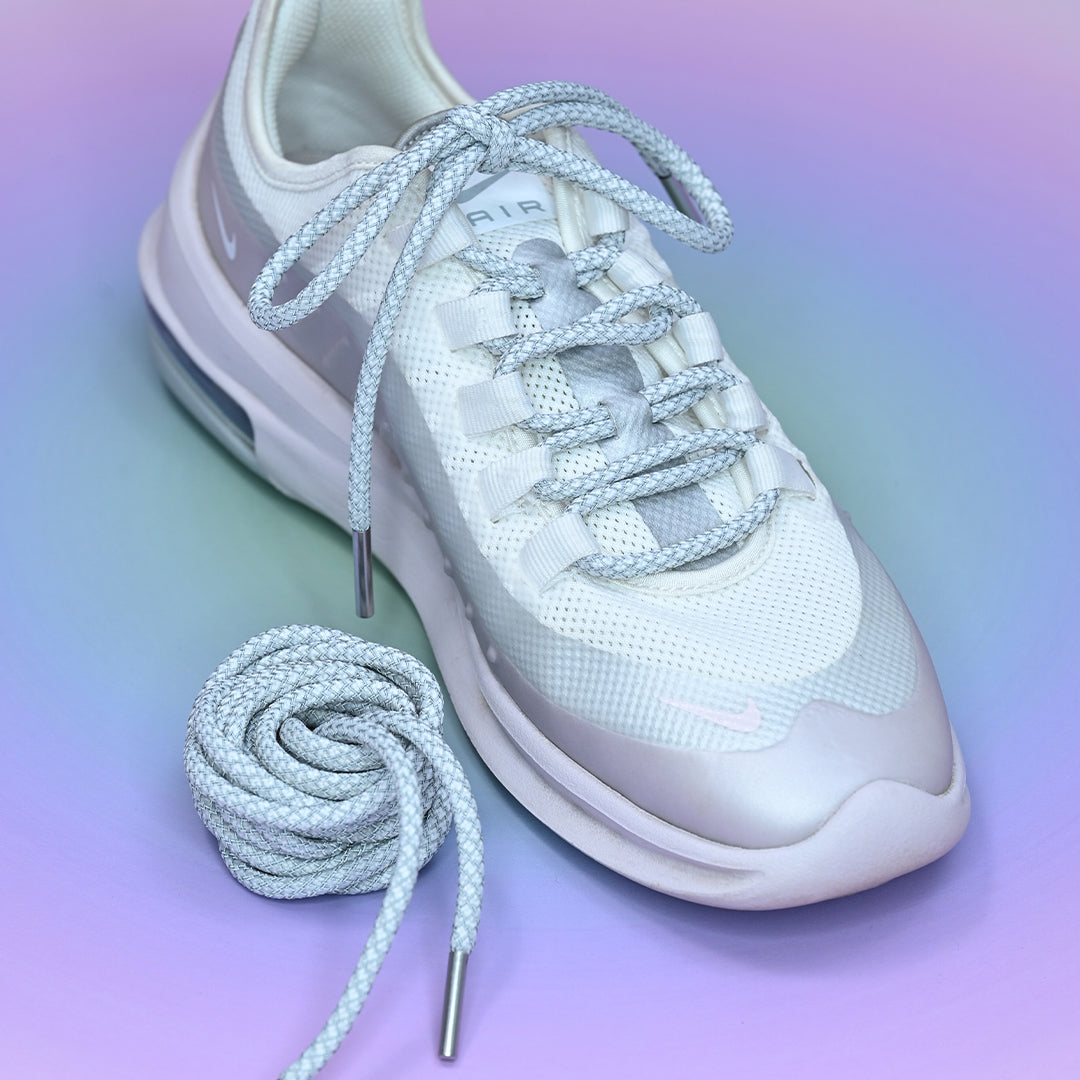 Critical White Reflective Shoelaces | Yeezy Laces, Nike Laces By KNOTTY