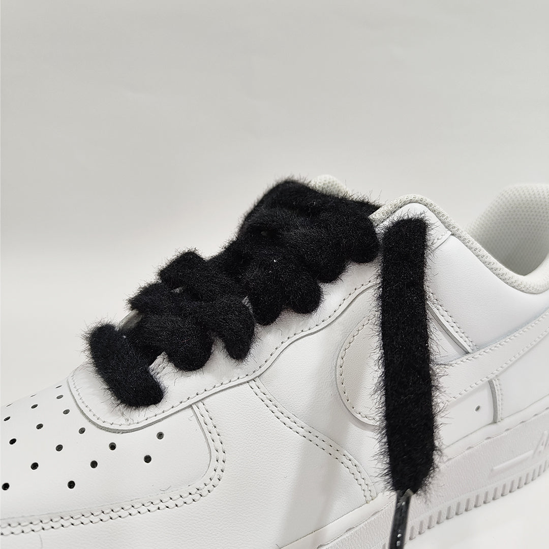 COZY FUZZY BLACK SHEEP FAT LACES BY KNOTTY