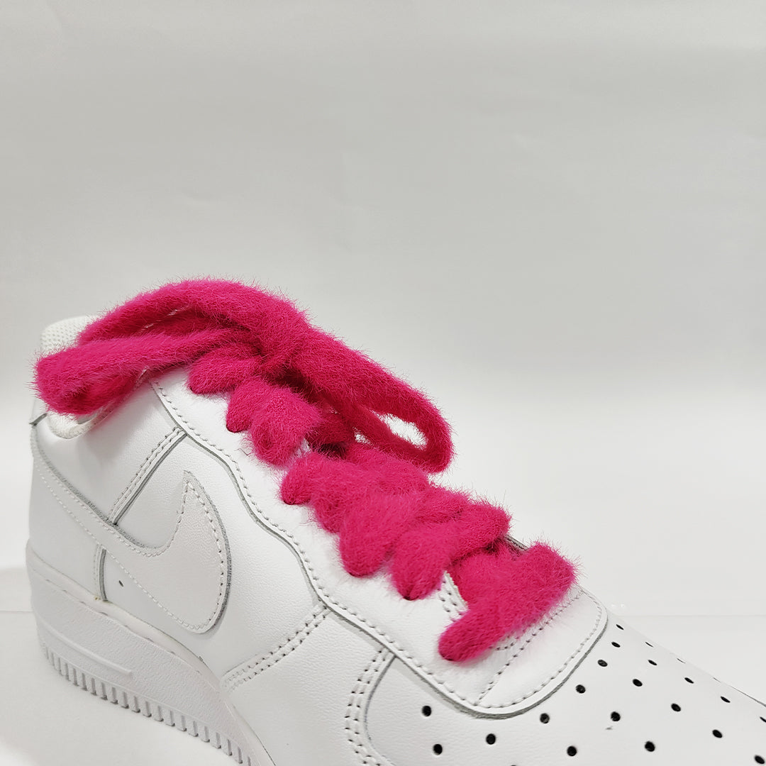 COZY FUZZY HOT PINK FAT LACES BY KNOTTY