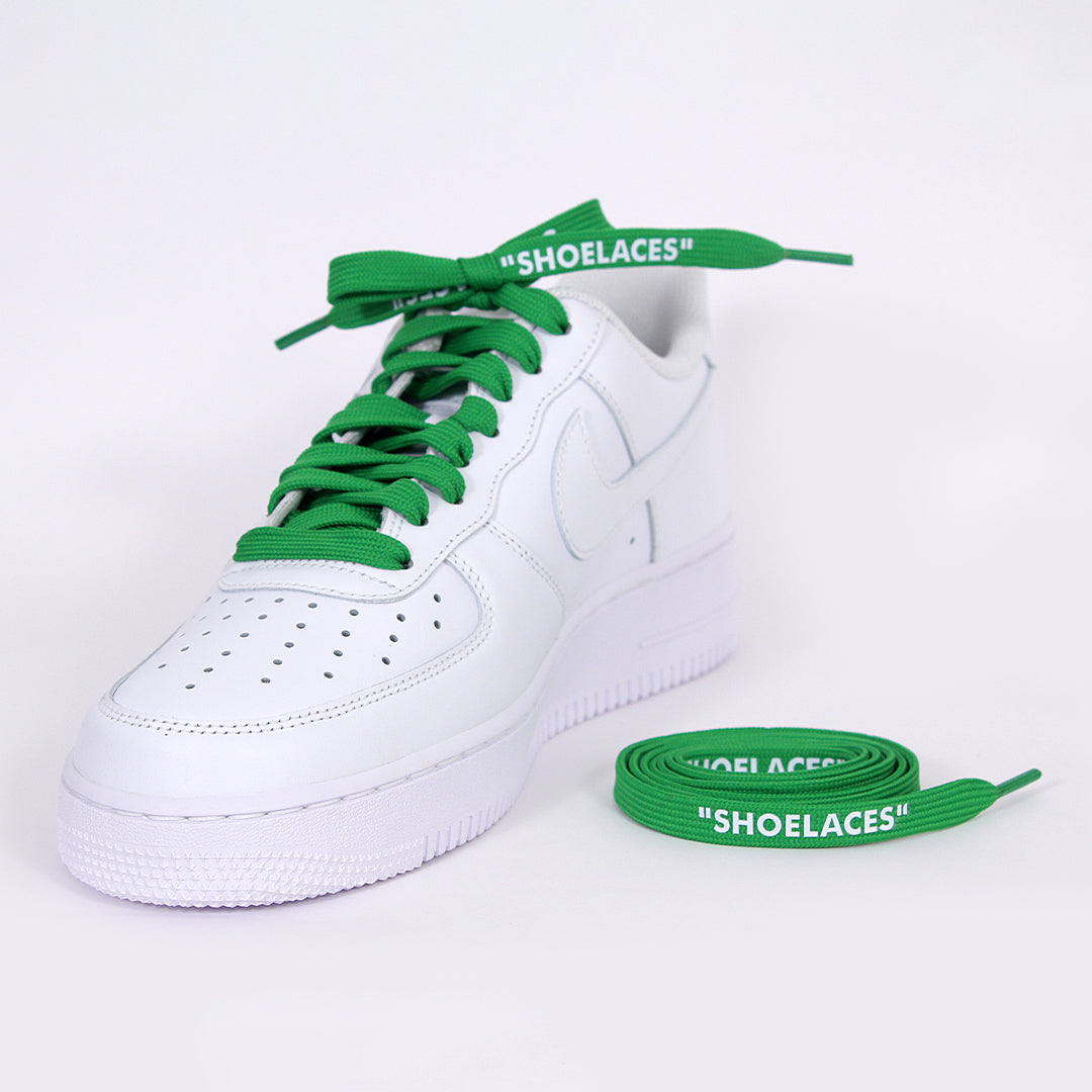 Green Off-White Style “SHOELACES” for Sneakers – Premium Flat Laces by KNOTTY