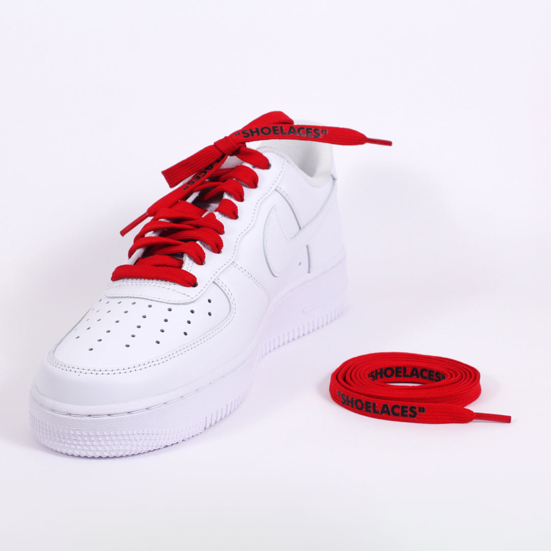 Red Off-White Style “SHOELACES” for Sneakers – Premium Flat Laces by KNOTTY