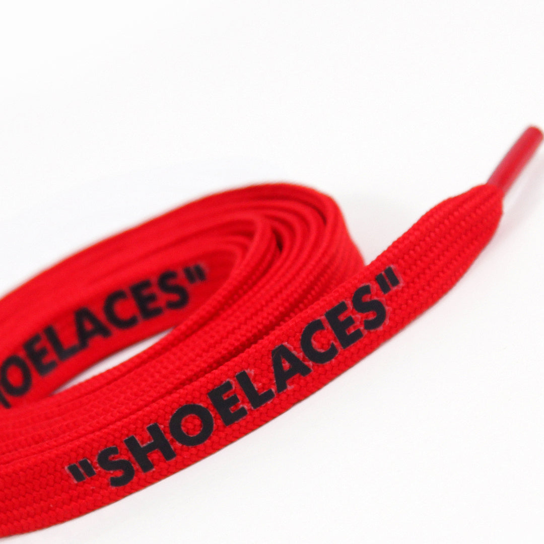Red Off-White Style “SHOELACES” for Sneakers – Premium Flat Laces by KNOTTY
