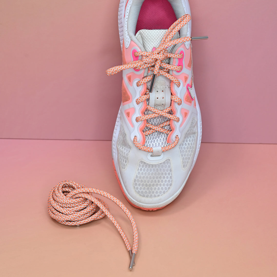 Tangerine Orange Reflective Shoelaces | Yeezy Laces, Nike Laces By KNOTTY