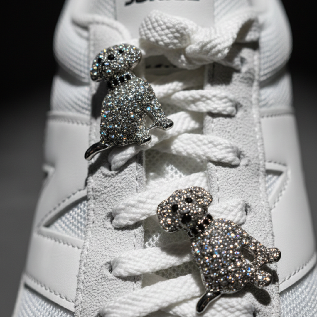 Crystal Dog Sneaker Charm | Premium Shoe Charm for Nike, Jordan & Adidas By KNOTTY