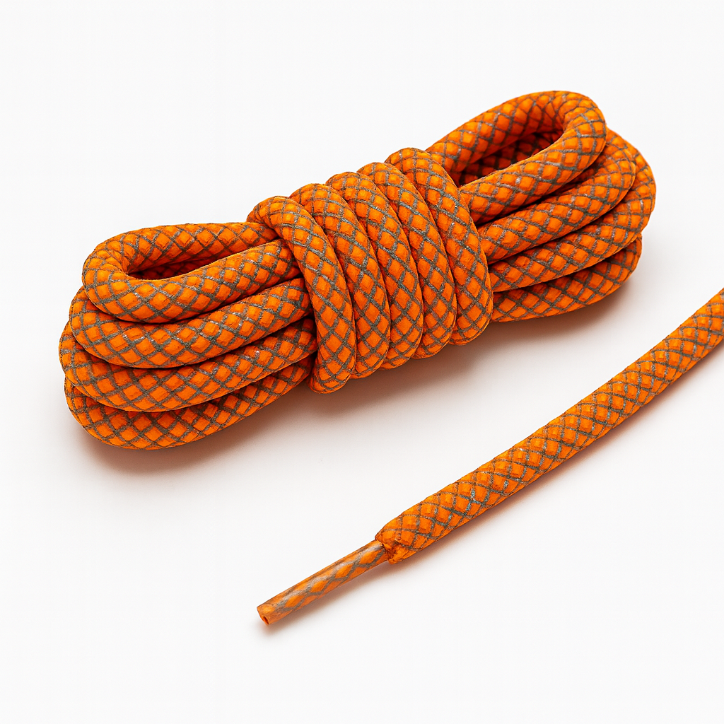 Tangerine Orange Reflective Shoelaces Yeezy Laces, Nike Laces By KNOTTY
